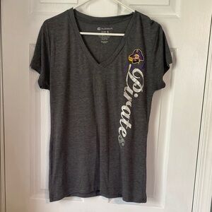 Women's Gray ECU Pirates V-Neck Top
